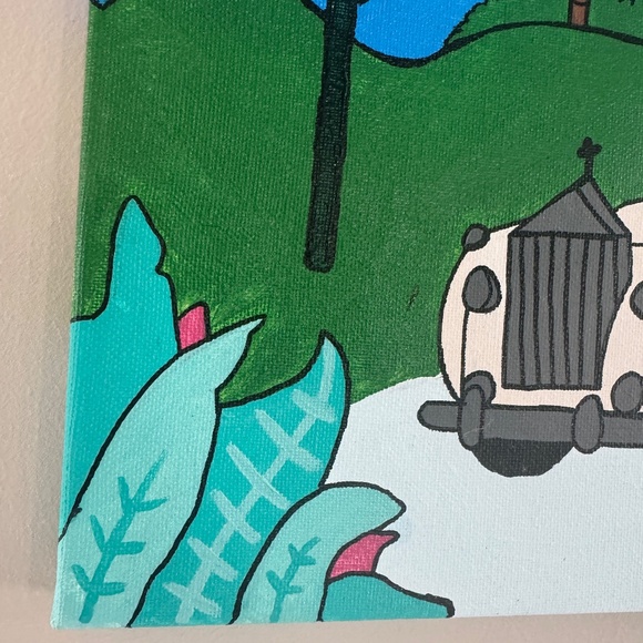 Money Man Beverly Hills Rolls Royce Art Acrylic Painting on Canvas 14x11 - Picture 4 of 5